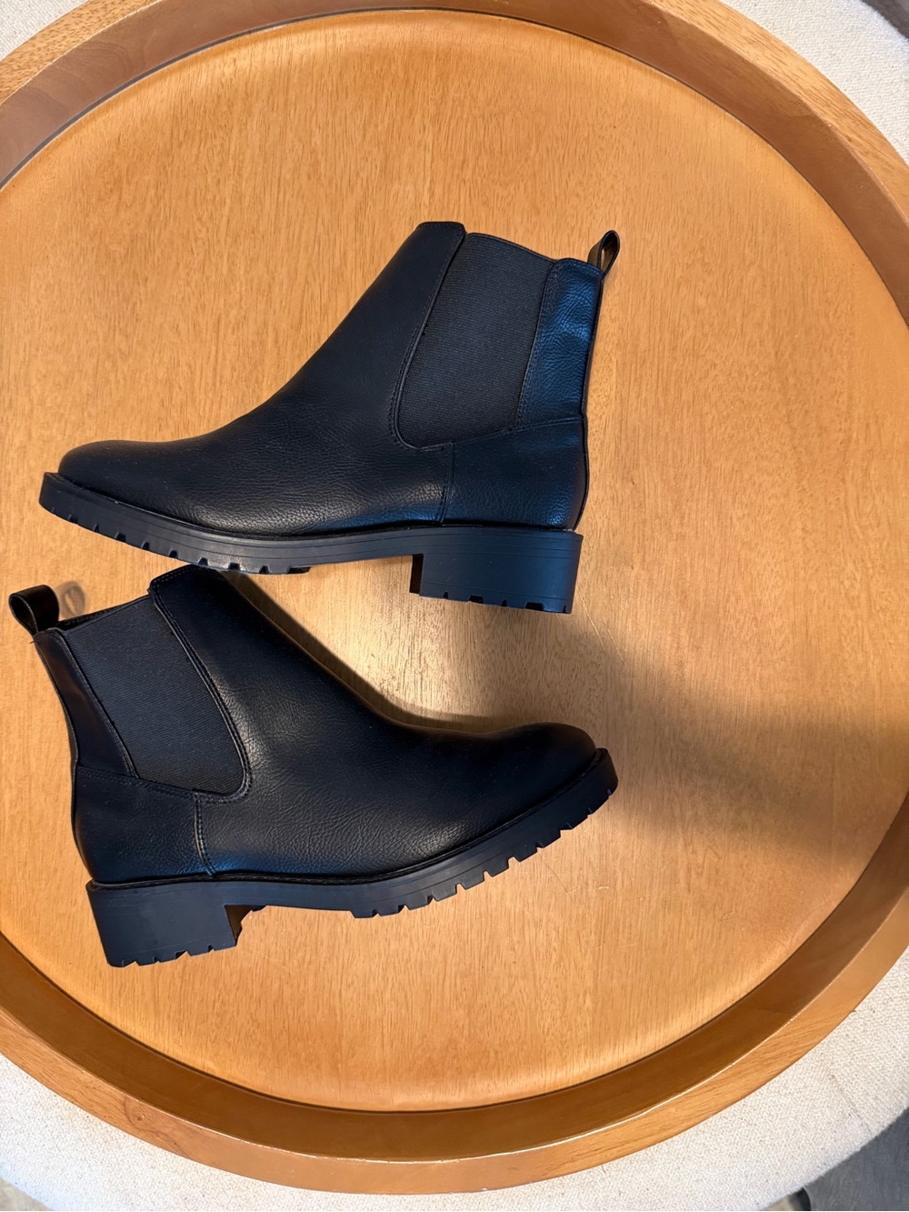 kenzie Black Chelsea Lug Sole Ankle Boots
